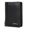 Mens Leather Trifold Wallet Black Pu Zipper Id Card Holder 14 Credit Cards